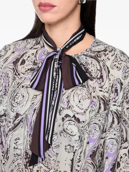 Bluză Marccain cu funde cu model paisley alb