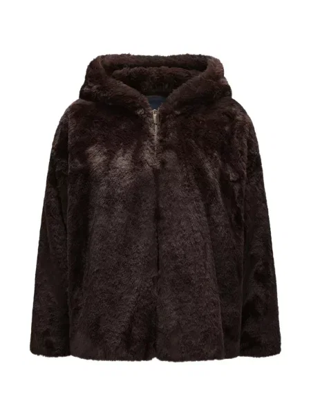 Geacă 's Max Mara cu glugă cu blană maro
