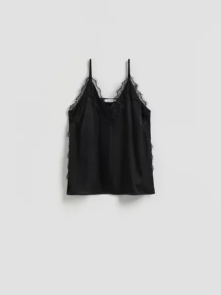Reserved Топ із мереживом чорний