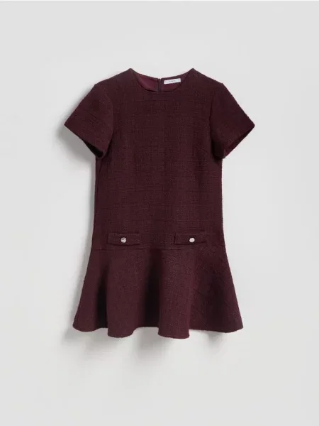 Reserved Rochie mini din tweed maro