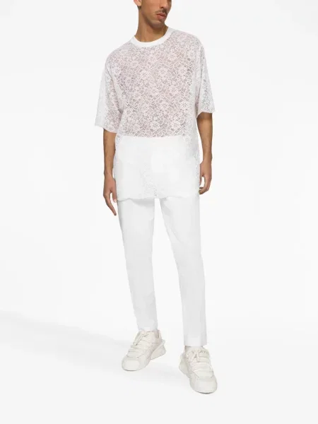 Siuvinėtos kelnės Dolce & Gabbana balta