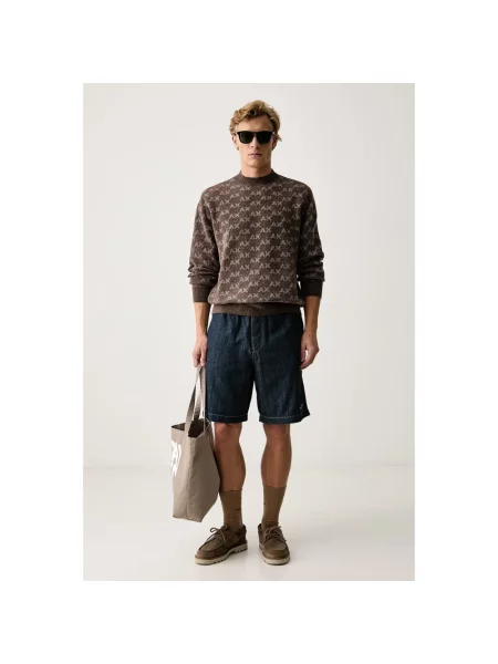 Sweter Armani Exchange z logo brązowy