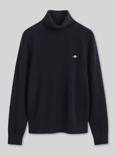 Sweter z golfem o kroju regular fit z mieszanki wełny Gant granatowy