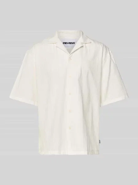 Koszula casualowa o kroju regular fit z kołnierzem z połami Review biała