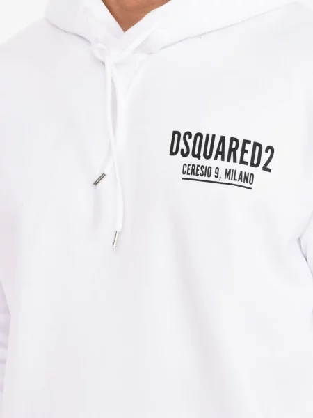 Hanorac cu glugă Dsquared2 cu imagine alb