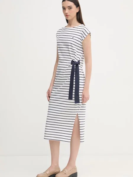 U.S. Polo Assn. сукня GROWN ON SLEEVE TIE-DETAIL STRIPE MIDI