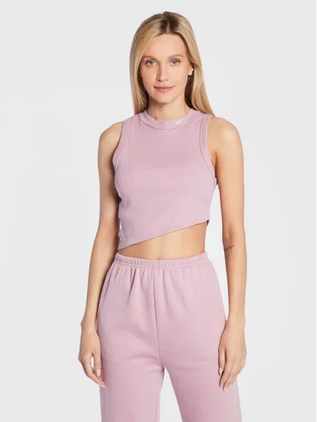 Top Reebok Classic scurt cu nervuri roz