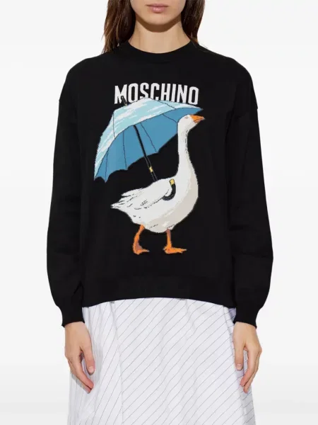 Pulover Moschino cu decolteu rotund negru