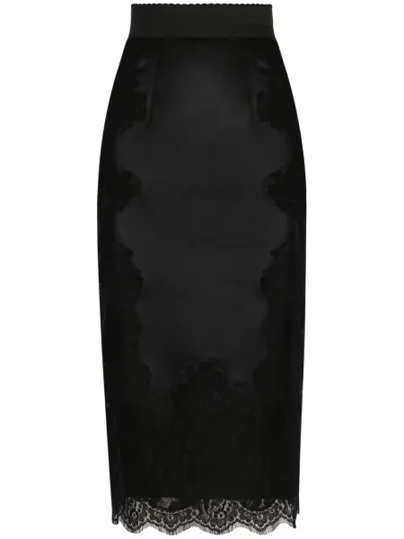 Fustă midi Dolce & Gabbana din satin până la genunchi negru