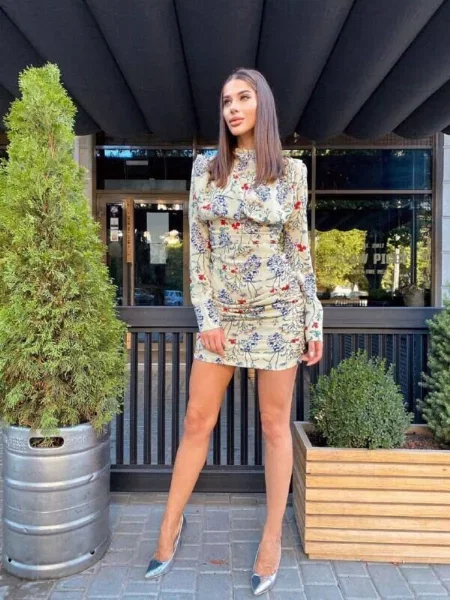 Сукня міні Milirud шовк бежевий