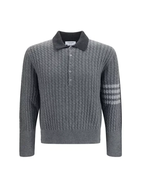 Sweter Thom Browne wełniany z długim rękawem szary
