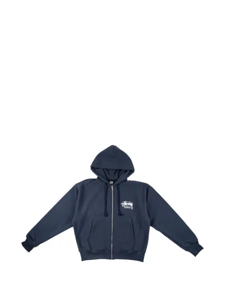 Mikina s kapucí Stussy s potiskem modrá
