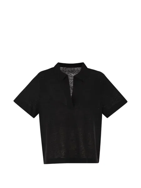 Tricou polo Majestic Filatures cu decolteu în V negru