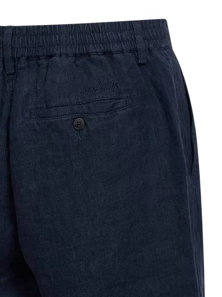 Pantaloni scurți Mc2 Saint Barth cu model herringbone albastru