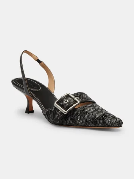 Кожаные шлепанцы Coach на шпильке