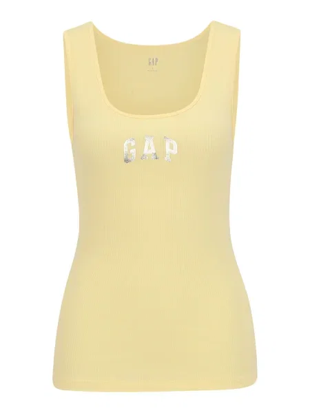 Rebrasta majica brez rokavov Gap z avtogramom bež