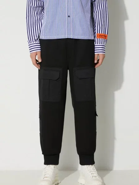 Neil Barett pantaloni de trening FIREMAN LOOSE CARGO uni negru