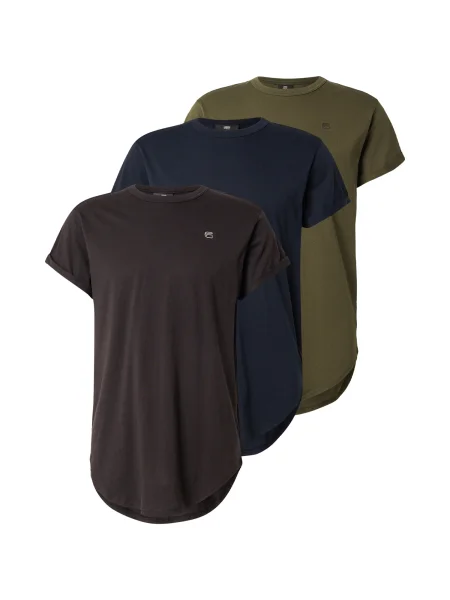 G-STAR Tricou albastru închis / kaki negru