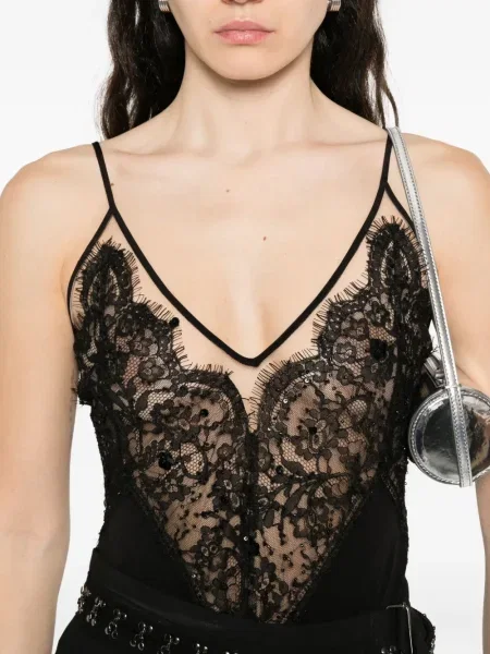 Top Nissa din dantelă negru