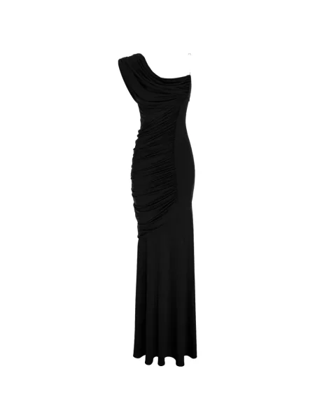 Rochie maxi V:pm Atelier cu volane asimetrică negru