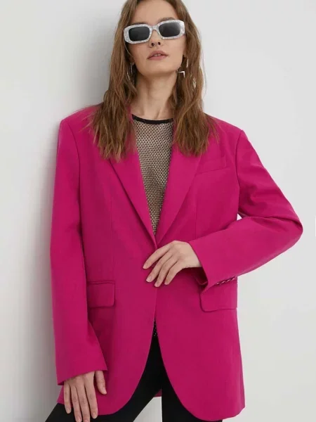 Sako s prímesou vlny Moschino Jeans ružová