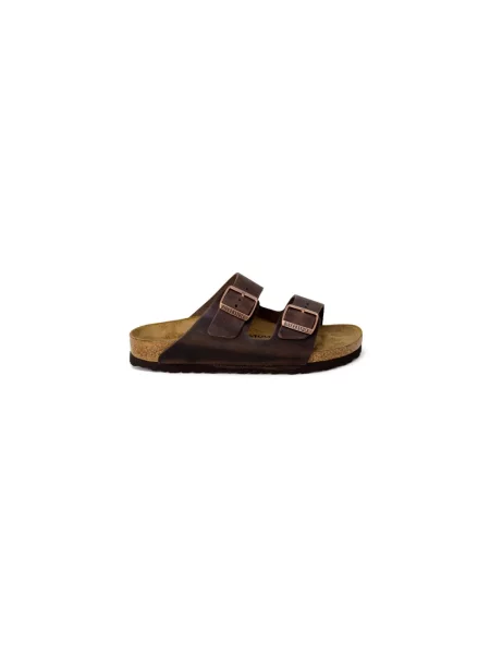 Sandały Birkenstock skórzane na ramiączkach brązowe