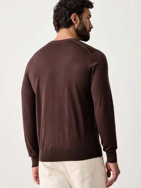 BOSS sweter wełniany H-Leno brązowy
