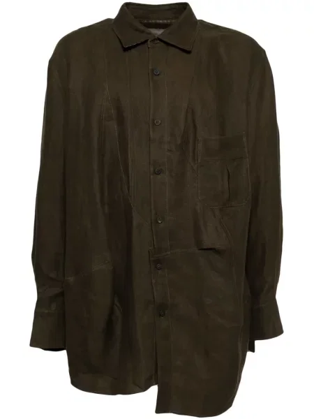 Lněná košile Ziggy Chen hnědá