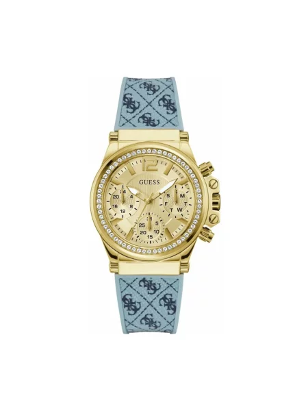 Lniany zegarek Guess żółty