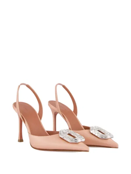 Pantofi cu toc Amina Muaddi slingback de cristal roz