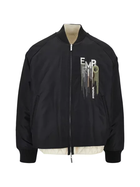 Lung geacă bomber Emporio Armani cu autograf negru
