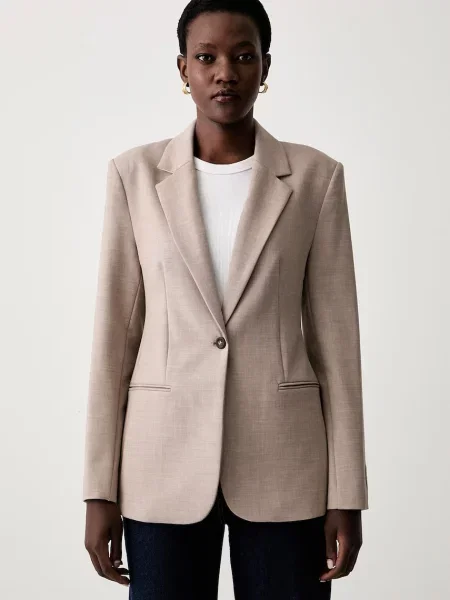 Calvin Klein sacou cu un singur rând de pentru femei bej