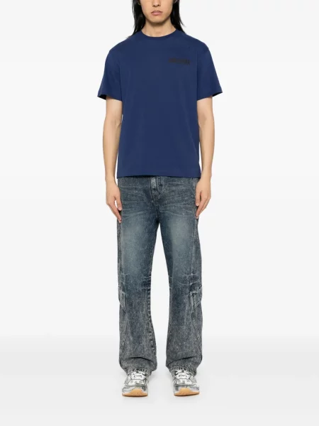 Scurt tricou Sunflower cu imagine cu mâneci scurte albastru