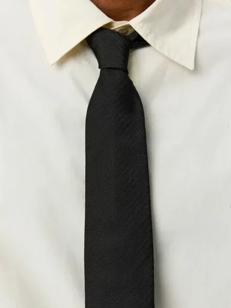 Cravată Mfpen cu model herringbone negru