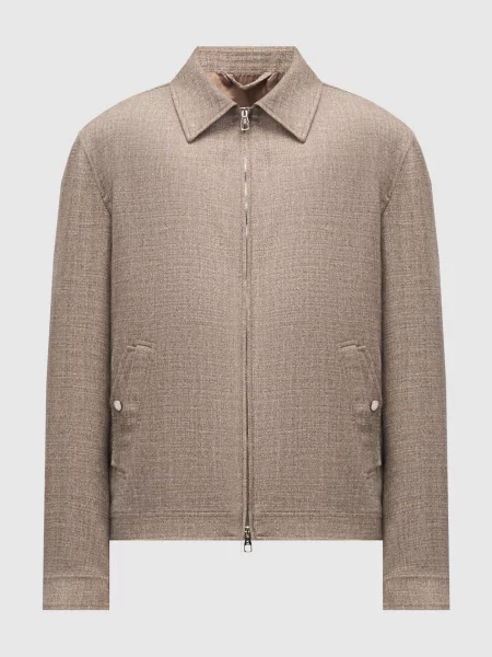 Куртка з вовни шовку та льону з емблемою Brett Johnson коричнева