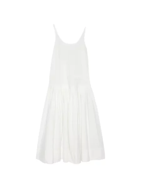 Rochie midi St. Agni plisată până la genunchi de costum alb