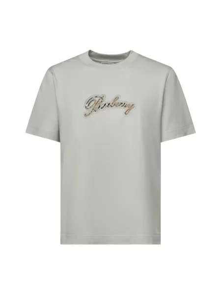 Koszulka Burberry w kratę z logo zielona
