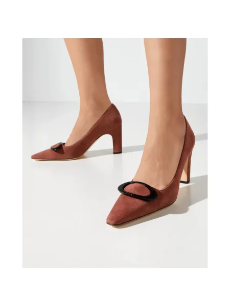 Czółenka Manolo Blahnik skórzana brązowa