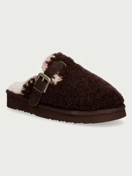 MOU De lână mules încălțăminte Curly Clog Eskimo | shearling maro