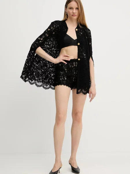 Twinset szorty gładkie high waist czarny