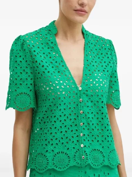 Top Morgan cu broderie verde