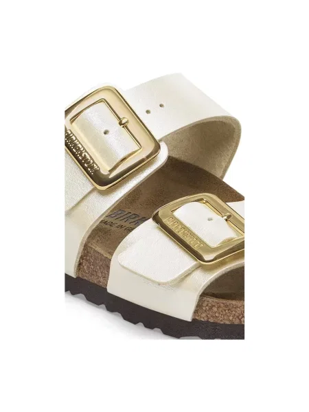 Klapki Birkenstock na sprzączkę skórzane białe