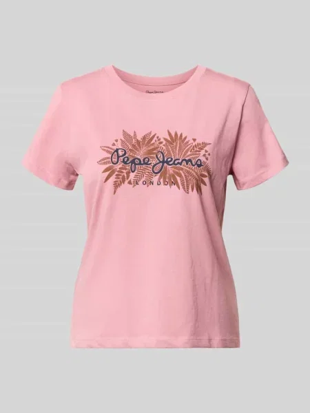T-shirt o pudełkowym kroju z czystej bawełny model CRISTINA' Pepe Jeans różowa