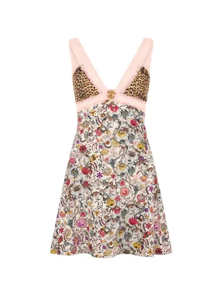Rochie Roberto Cavalli cu imagine cu imprimeu animal print din dantelă alb