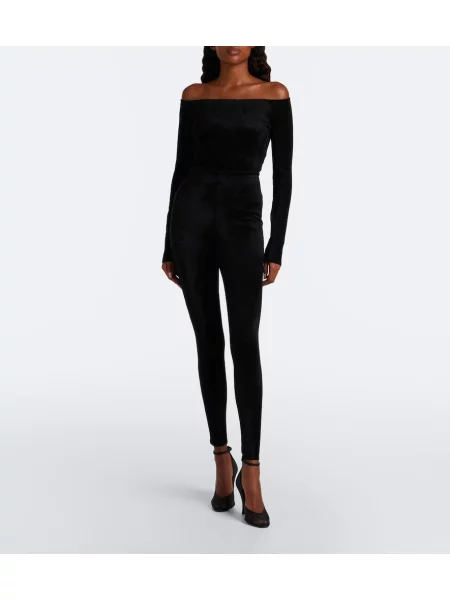 Leggings Alaïa de catifea negru