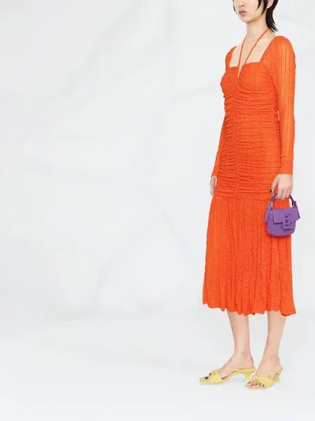 Rochie maxi Ganni lungă de costum portocaliu