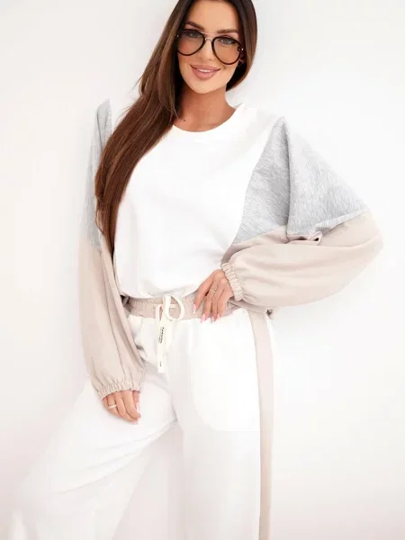 Pantaloni Kesi Włoski cu picior lat alb