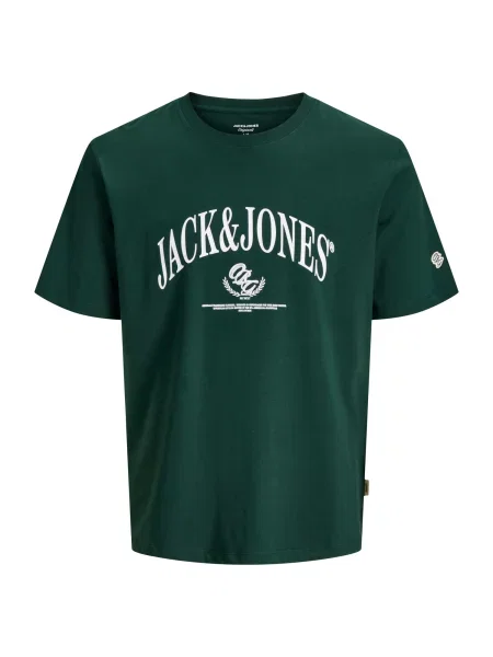 JACK & JONES Tricou JORFREDERIKSBERG verde închis alb
