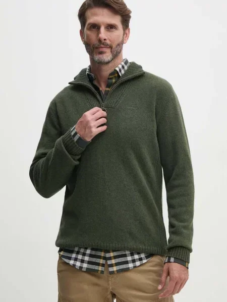 Barbour sweter wełniany zielony