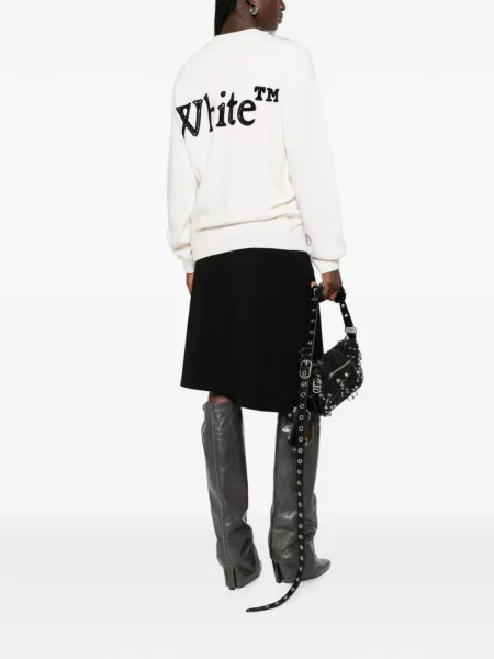 Pulover Off-white cu autograf alb